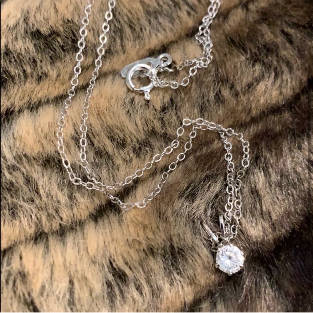 A SET - CZ solitaire ring & solitaire necklace-Ring Size 7- Necklace 16” A53/A58 - Picture 12 of 13